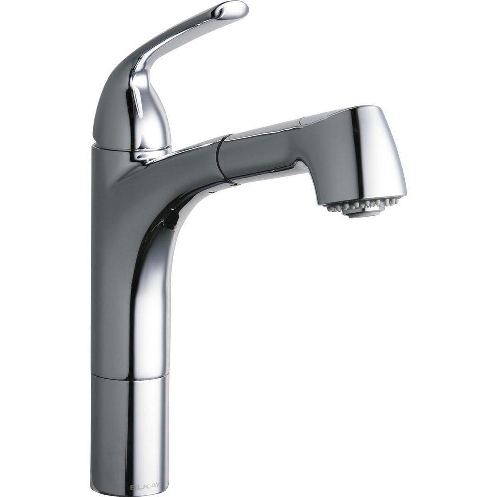 Elkay Polished Chrome Single Handle Pull Out Kitchen Faucet 