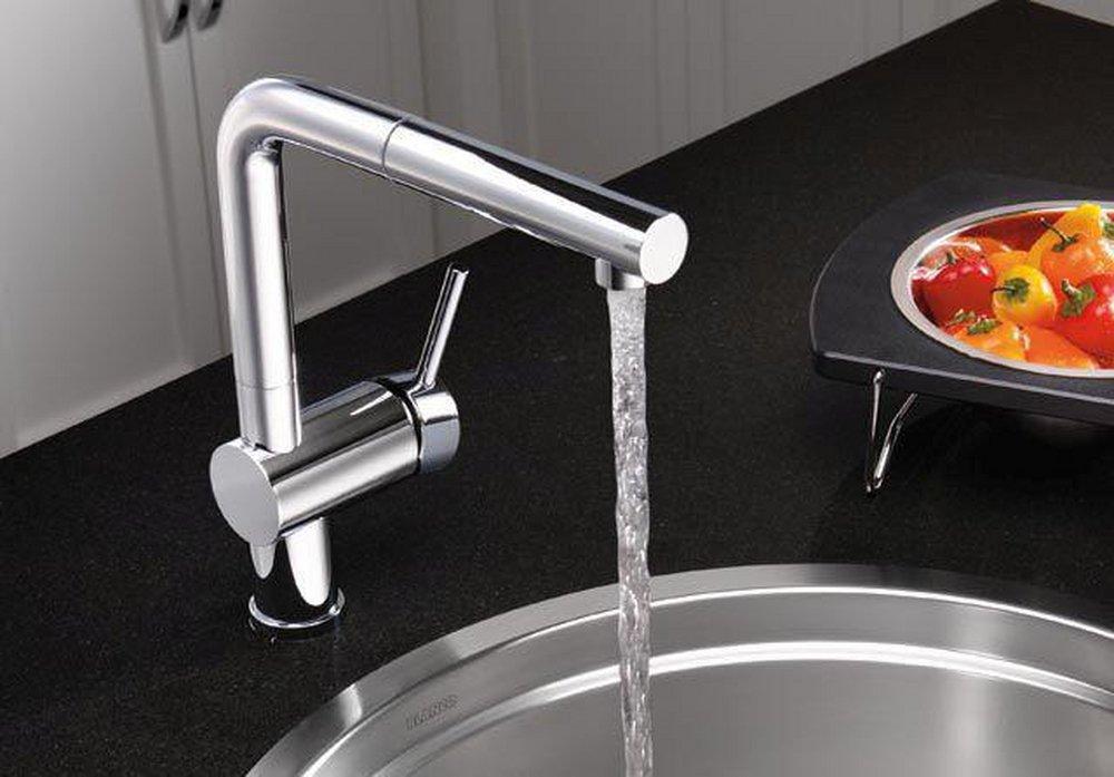 BLANCO Polished Chrome Single Handle Pull Out Kitchen Faucet 