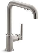 KOHLER Vibrant&reg; Stainless Single Handle Pull Out Kitchen Faucet with Three-Function Spray 