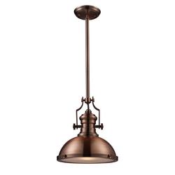 14 in. 100W 1-Light Pendant in Antique Copper