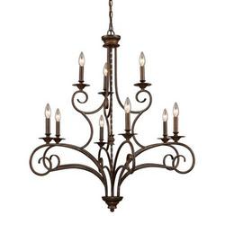 60W 9-Light Medium E-26 Chandelier in Antique Bronze