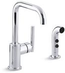 1.8 gpm Single Lever Handle Bar Faucet Swing Spout with Spray in Polished Chrome