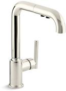 KOHLER Vibrant&reg; Polished Nickel Single Handle Pull Out Kitchen Faucet with Three-Function Spray 