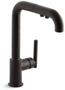KOHLER Matte Black Single Handle Pull Out Kitchen Faucet with Three-Function Spray 