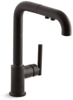 Single Handle Pull Out Kitchen Faucet in Matte Black