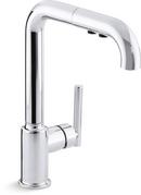 KOHLER Polished Chrome Single Handle Pull Out Kitchen Faucet with Three-Function Spray 