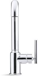 KOHLER Polished Chrome Single Handle Pull Out Kitchen Faucet with Three-Function Spray 