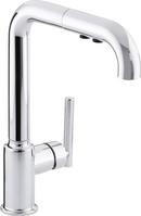 Single Handle Pull Out Kitchen Faucet in Polished Chrome