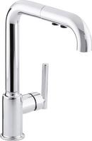 Single Handle Pull Out Kitchen Faucet with Three-Function Spray and MasterClean Technology in Polished Chrome