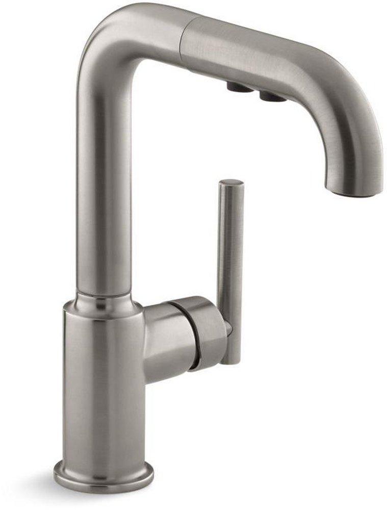 KOHLER Vibrant&reg; Stainless Single Handle Pull Out Kitchen Faucet with Three-Function Spray 
