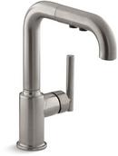 KOHLER Vibrant&reg; Stainless Single Handle Pull Out Kitchen Faucet with Three-Function Spray 