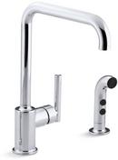 Single Handle Kitchen Faucet with Side Spray in Polished Chrome