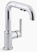 KOHLER Polished Chrome Single Handle Pull Out Kitchen Faucet with Three-Function Spray 