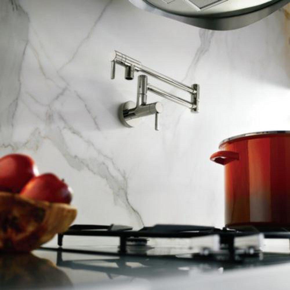Moen Polished Chrome 5.5 gpm 1 Hole Wall Mount Pot Filler with Double Lever Handle 