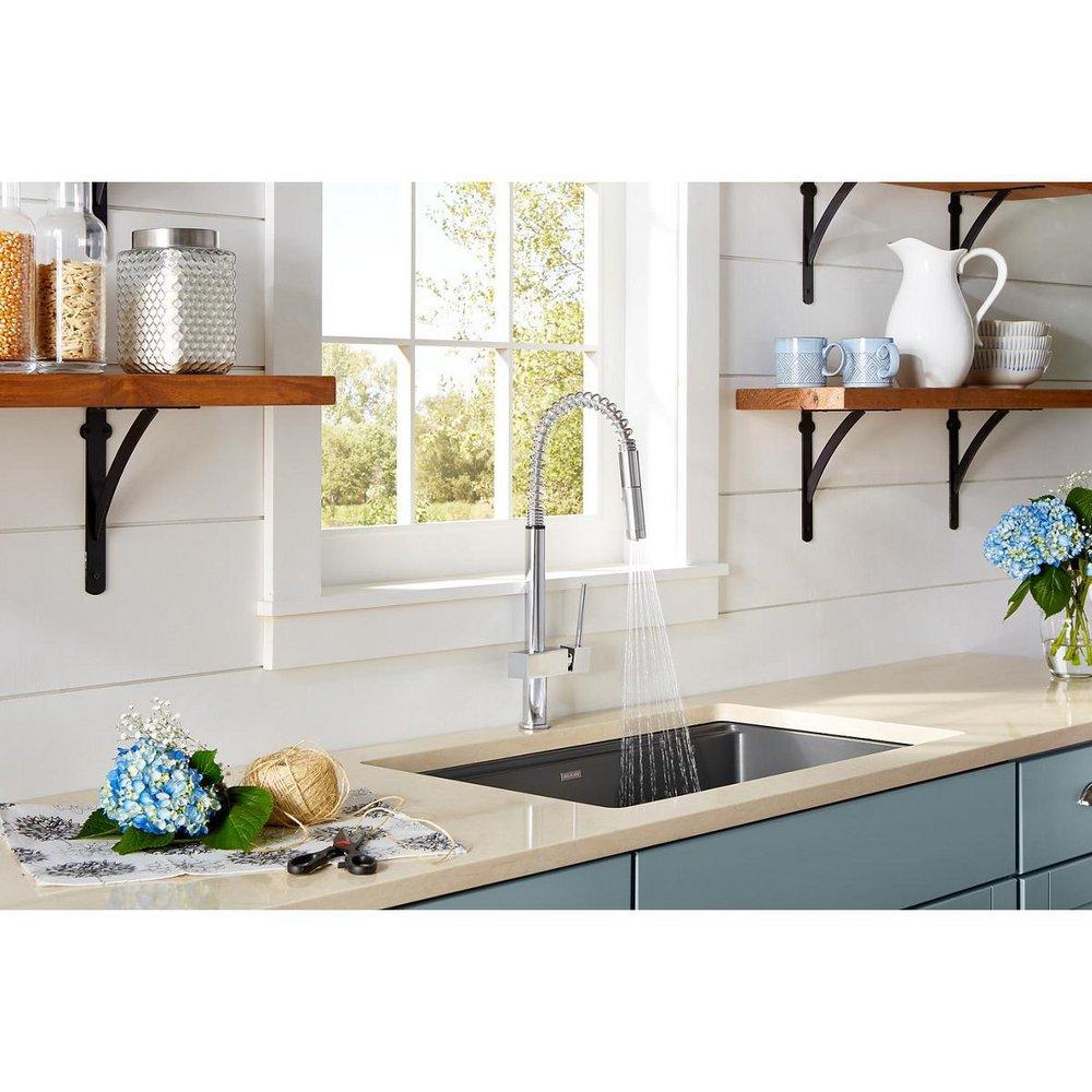Elkay Polished Chrome Single Handle Pull Down Kitchen Faucet 