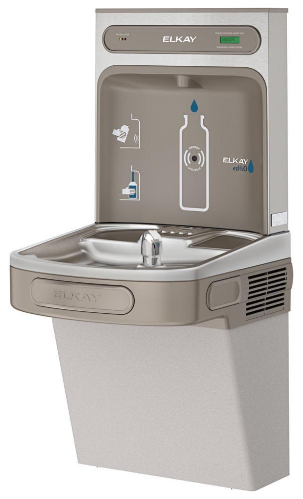Elkay Light Grey Granite Metal and Plastic Indoor Bottle Filling Station 
