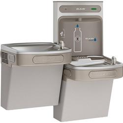 Filtered Refrigerated Bottle Filling Station with Bi-Level Water Cooler in Light Gray Granite