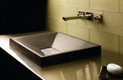 20-1/2 in. Drop-in or Vessel Mount Rectangular Stone Bathroom Sink in Honed Basalt