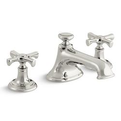 Two Handle Widespread Bathroom Sink Faucet in Nickel Silver
