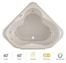 59-3/4 x 59-3/4 in. 10-Jet Acrylic Corner Drop-In Whirlpool Bathtub with Center Drain and J5 LCD Control in Oyster