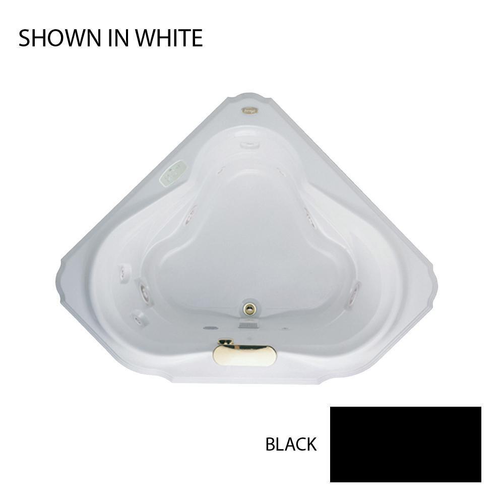 JACUZZI&reg; Black 59-3/4 x 59-3/4 in. 10-Jet Acrylic Corner Drop-In Whirlpool Bathtub with Center Drain and J4 Luxury Control 