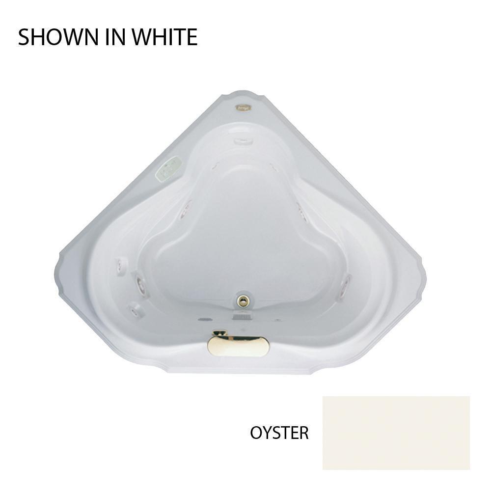 JACUZZI&reg; Oyster 59-3/4 x 59-3/4 in. 10-Jet Acrylic Corner Drop-In Whirlpool Bathtub with Center Drain and J4 Luxury Control 