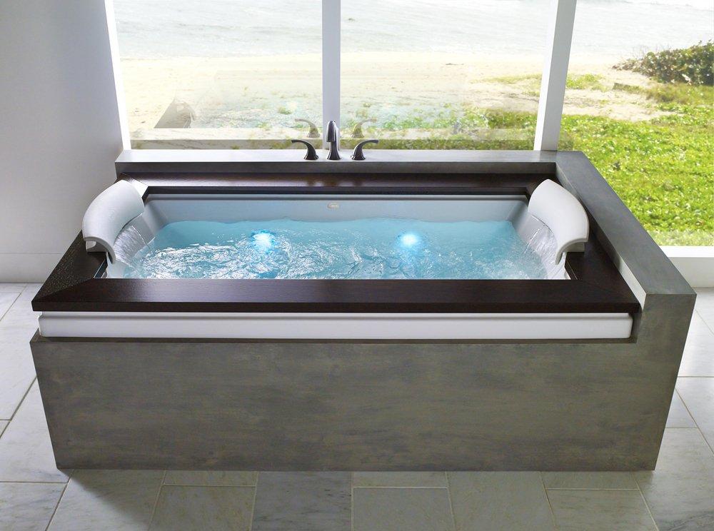JACUZZI&reg; White 72 x 42 in. Whirlpool Drop-In Bathtub with Center Drain 