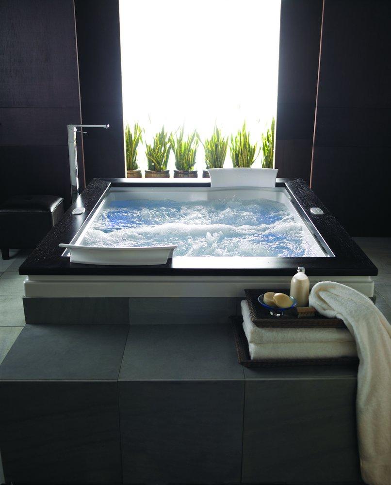 JACUZZI&reg; White 71-3/4 x 59-3/4 in. Whirlpool Drop-In Bathtub with Center Drain 