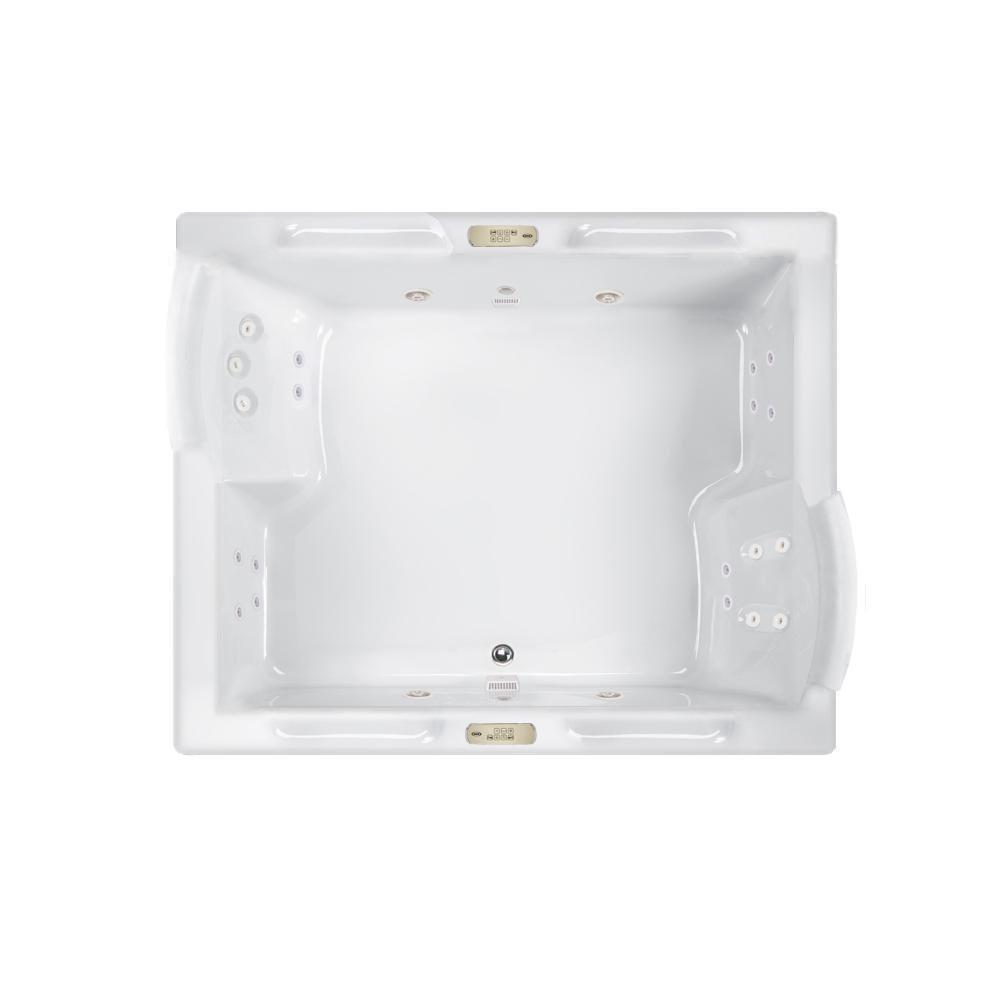 JACUZZI&reg; White 71-3/4 x 59-3/4 in. Whirlpool Drop-In Bathtub with Center Drain 