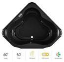 59-3/4 x 59-3/4 in. 10-Jet Acrylic Corner Drop-In Whirlpool Bathtub with Center Drain and J5 LCD Control in Black