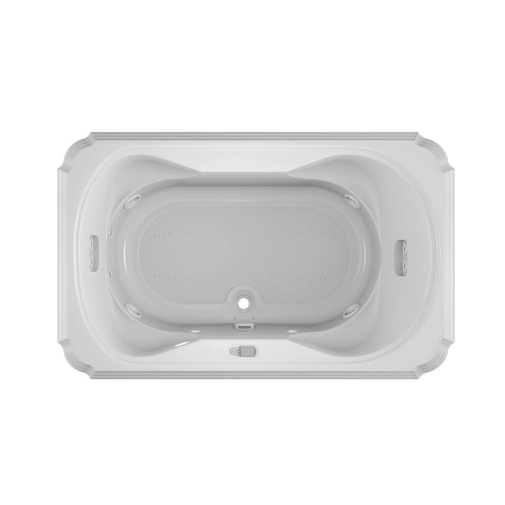 JACUZZI&reg; White 59-3/4 x 59-3/4 in. 10-Jet Acrylic Corner Drop-In Spa Combination Bathtub with Center Drain and J4 Luxury Control 
