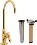 1-Hole Deckmount Kitchen Column Spout Filter Faucet with Single Lever Handle and 4-11/16 in. Spout Reach in Inca Brass