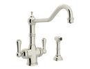 1.8 gpm Double Lever Handle Kitchen Faucet with Sidespray and 11 in. Spout in Polished Nickel
