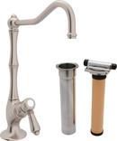 ROHL&reg; Satin Nickel Kitchen Column Spout Filter Faucet with Single Mini Metal Lever Handle and 6-13/64 in. Spout Reach 