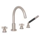 4 gpm Tub Filler with Double Cross Handle in Satin Nickel