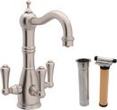 1-Hole Deckmount Bar Faucet with Triple Lever Handle in Satin Nickel