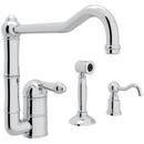 2-Hole Kitchen Faucet with Single Metal Lever Handle, Sidespray and Extended Spout in Polished Chrome
