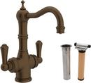 1-Hole Deckmount Bar Faucet with Metal Double Lever Handle in English Bronze