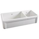 Shaws White 39-1/2 x 18-1/2 in. Fireclay Double Bowl Farmhouse Kitchen Sink 