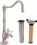 Kitchen Column Spout Filter Faucet with Single Five Spoke Handle and 6-13/64 in. Spout Reach in Satin Nickel