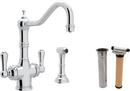 1-Hole Deckmount Kitchen Faucet with Double Lever Handle and 9 in. Spout Reach in Polished Chrome