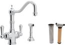 Perrin & Rowe Polished Chrome 1-Hole Deckmount Kitchen Faucet with Double Lever Handle and 9 in. Spout Reach 