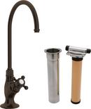 Kitchen Column Spout Filter Faucet with Single Cross Handle and 4-11/16 in. Spout Reach in Tuscan Brass