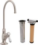 Kitchen Column Spout Filter Faucet with Single Lever Handle and 4-11/16 in. Spout Reach in Satin Nickel