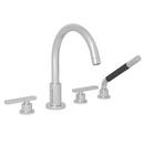 Three Handle Roman Tub Faucet with Handshower in Polished Chrome