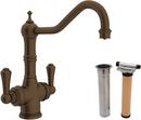 1-Hole Deckmount Kitchen Filter Faucet with Double Lever Handle and 9 in. Spout Reach in English Bronze