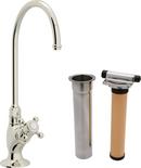 0.5 gpm 1-Hole Filter Faucet with Single Cross Handle and C-Spout in Polished Nickel