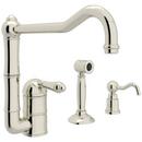 2-Hole Kitchen Faucet with Single Metal Lever Handle, Sidespray and Extended Spout in Polished Nickel