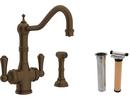Perrin & Rowe English Bronze 1-Hole Deckmount Kitchen Faucet with Double Lever Handle and 9 in. Spout Reach 