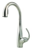 2.2 gpm Single Lever Handle Deckmount Kitchen Sink Faucet 360 Degree Swivel High Arc Pull-Down Spout in Stainless Steel